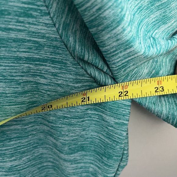 George Mens Aqua Blue Green Polo Golf Shirt  Striped Polyester Short Sleeve VGC - Picture 7 of 8